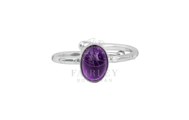 Amethyst February Birthstone Silver Adjustable Ring